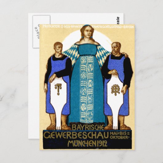 1912 München Duitsland Poster Briefkaart (Voorkant / Achterkant)