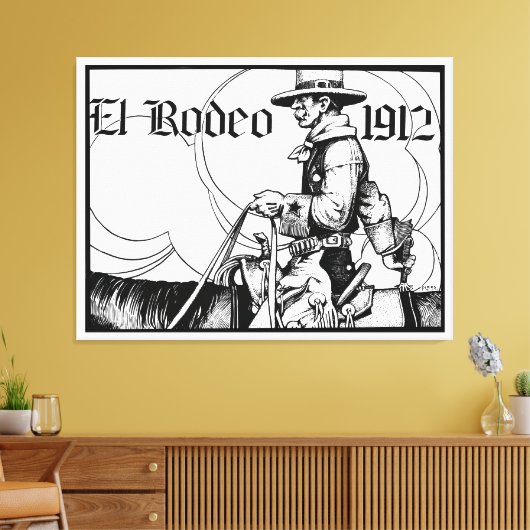 1912 Rodeo Cowboy Land western Art Canvas Afdruk (Insitu (Woonkamer))
