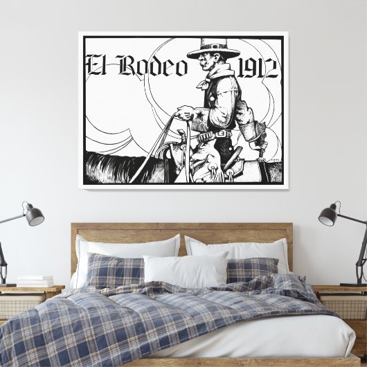 1912 Rodeo Cowboy Land western Art Canvas Afdruk (Insitu (Slaapkamer))