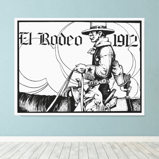 1912 Rodeo Cowboy Land western Art Canvas Afdruk (Insitu (Houten vloer))
