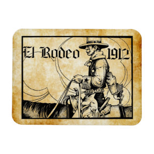 1912 Rodeo Cowboy Land western Art Magneet