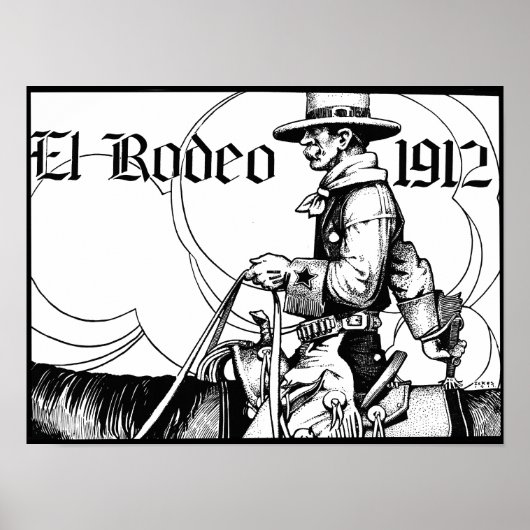 1912 Rodeo Cowboy Land western Art Poster (Voorkant)