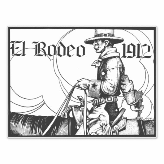 1912 Rodeo Cowboy Land western Art Sticker (Voorkant)