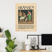 1912 Skansen Zweden Vintage Reisposter Kunst Poster (Thuiskantoor)