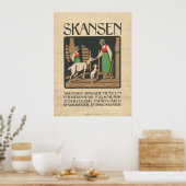 1912 Skansen Zweden Vintage Reisposter Kunst Poster (Keuken)