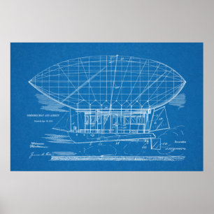 1912 Tekening van de patenttekening van het vliegt Poster