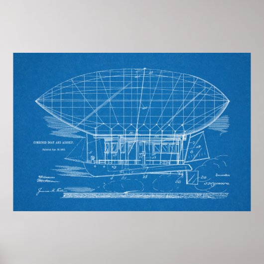 1912 Tekening van de patenttekening van het vliegt Poster (Voorkant)