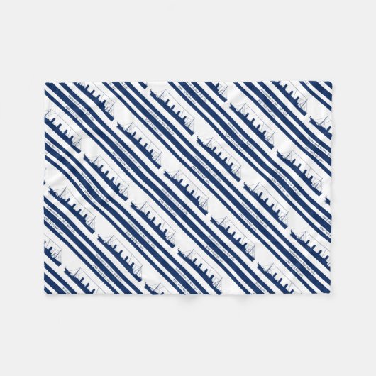 1912 Titanic blue stripe 5 Fleece Deken (Voorkant (Horizontaal))