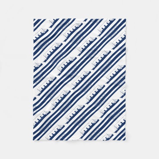 1912 Titanic blue stripe 5 Fleece Deken (Voorkant)
