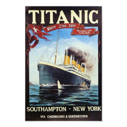 1912 Titanic White Star Line  Foto Afdruk (Voorkant)