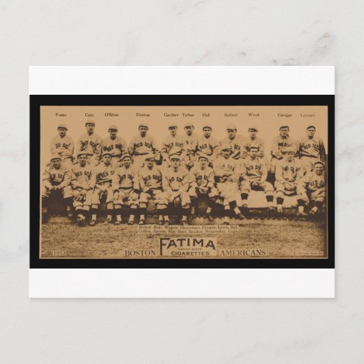 1913 Boston Red Sox Fatima Tobacco Card Print Briefkaart (Voorkant)