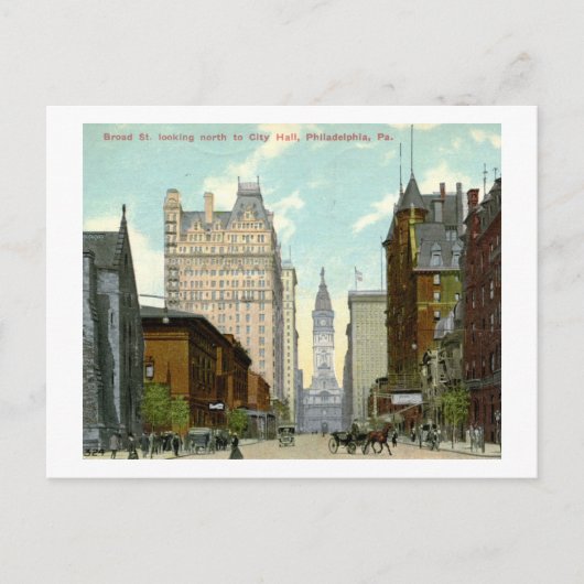 1913 - Broad St., Vintage van Philadelphia Briefkaart (Voorkant)