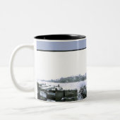 1913 Brooklyn NYC Panorama Tweekleurige Koffiemok (Links)