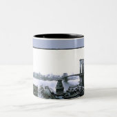 1913 Brooklyn NYC Panorama Tweekleurige Koffiemok (Center)