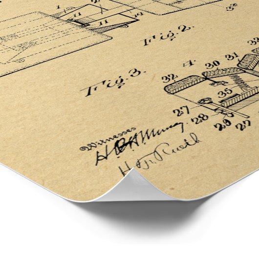 1913  Chiropractic Table Patent Art-afdrukken Poster (Hoek)