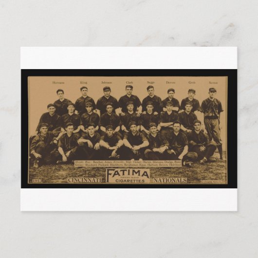1913 Cincinnati Reds Fatima Tobacco Card Print Briefkaart (Voorkant)