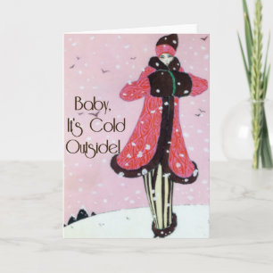 1913 de Scène van de Mode van de Winter van het Feestdagen Kaart