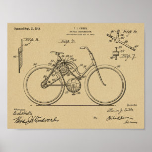 1913 Kunstafdrukken voor fietszenddesign Poster