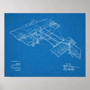 1913  kunsttekening van vliegtuigpatenten poster