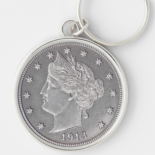 1913 Liberty Head Nickel Premium Round Sleutelhang Sleutelhanger (Voorkant)