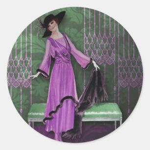 1913 Luxe: Mode in Lila en Munt Ronde Sticker