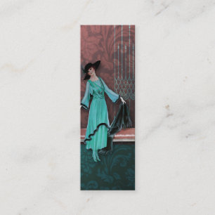 1913 Luxemburg: Mode in Aqua en Roos Mini Visitekaartje