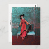 1913 Luxemburg:  Mode in het rood en het Turquoise Briefkaart (Voorkant / Achterkant)