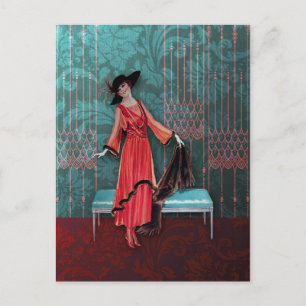 1913 Luxemburg:  Mode in het rood en het Turquoise Briefkaart