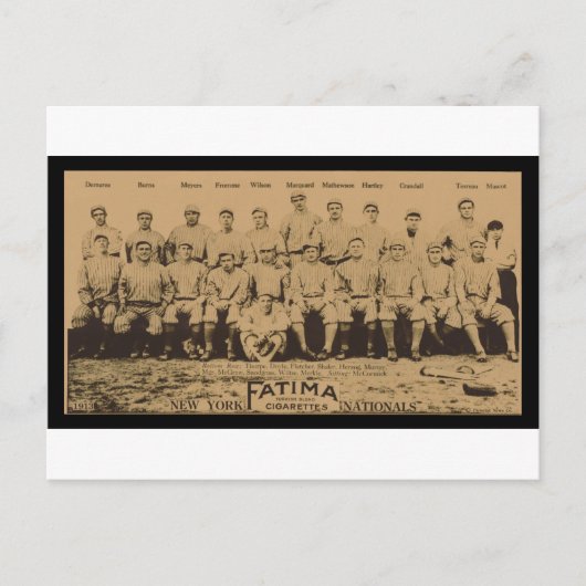 1913 New York Giants Fatima Tobacco Card Print Briefkaart (Voorkant)
