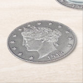 1913 Onderzetter nikkelpapier met liberty Head (Gebogen)