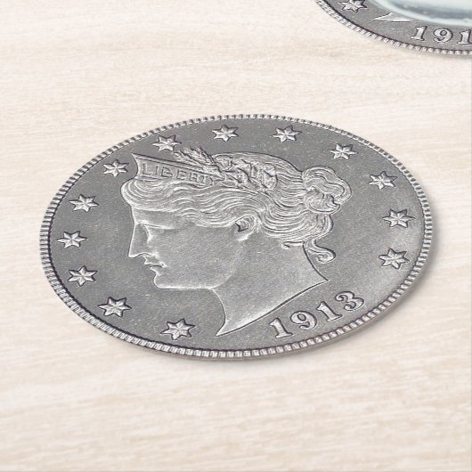 1913 Onderzetter nikkelpapier met liberty Head (Gebogen)