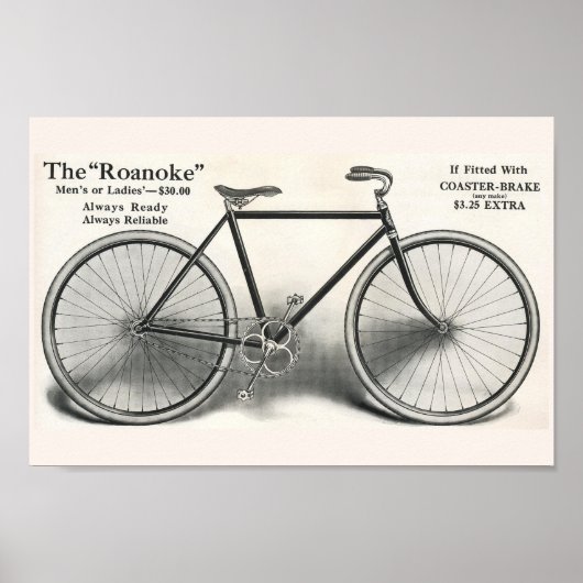 1913  Roanoke-fiets en kunstartikel-Poster Poster (Voorkant)