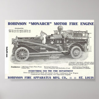 1913 Robinson "Monarch" Motorbrandweermotor Poster