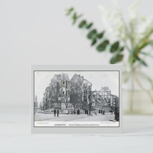 1914 Antwerpse bomhoek Volkstraat Briefkaart (Staand voorkant)