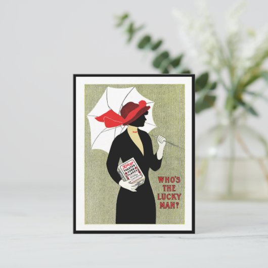 1914 ART DECO "LUCKY MAN" CORN FLAKES ADV BRIEFKAART (Staand voorkant)