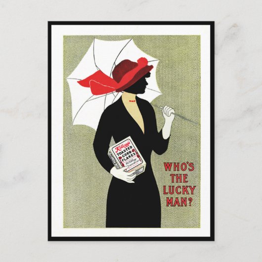1914 ART DECO "LUCKY MAN" CORN FLAKES ADV BRIEFKAART (Voorkant)