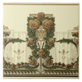 1914 Art Nouveau stijl Roos Struik Tegeltje (Voorkant)