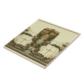 1914 Art Nouveau stijl Roos Struik Tegeltje (Zijkant)