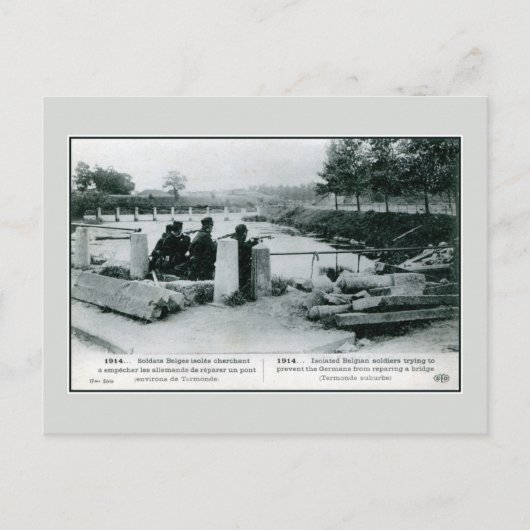 1914 Belgische soldaten in verdediging bij Termond Briefkaart (Voorkant)