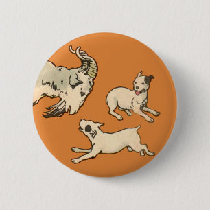 1914 Billygoat en honden Ronde Button 5,7 Cm