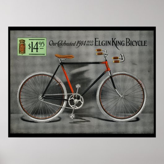 1914  Elgin King-fiets en kunstwerk Poster (Voorkant)
