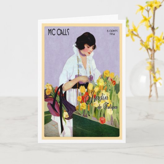 1914!! "FRANSE TULPENTUIN" GROET KAART (Gele Bloem)