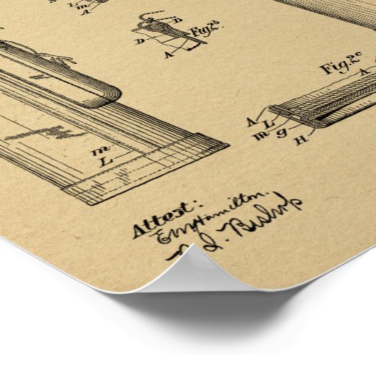 1914 Golf Caddy Club Bag Design Patent Art Print (Hoek)