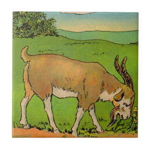 1914 grazing billygoat illustratie tegeltje