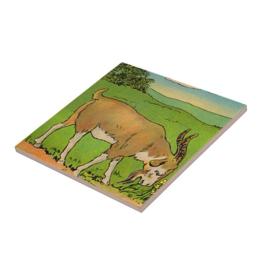1914 grazing billygoat illustratie tegeltje (Zijkant)