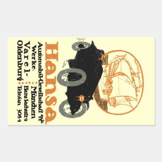1914 Hansa Automobile Rechthoekige Sticker (Voorkant)