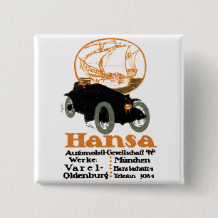 1914 Hansa Automobile Vierkante Button 5,1 Cm