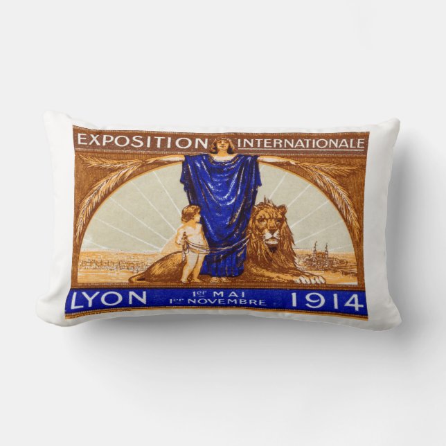 1914 Lyon International Expo Poster Kussen (Voorkant)