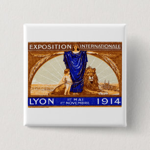 1914 Lyon International Expo Poster Vierkante Button 5,1 Cm