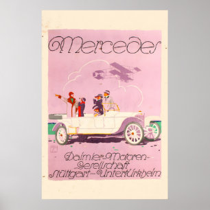 1914 Mercedes Daimler Auto in Vintage Stijl Poster